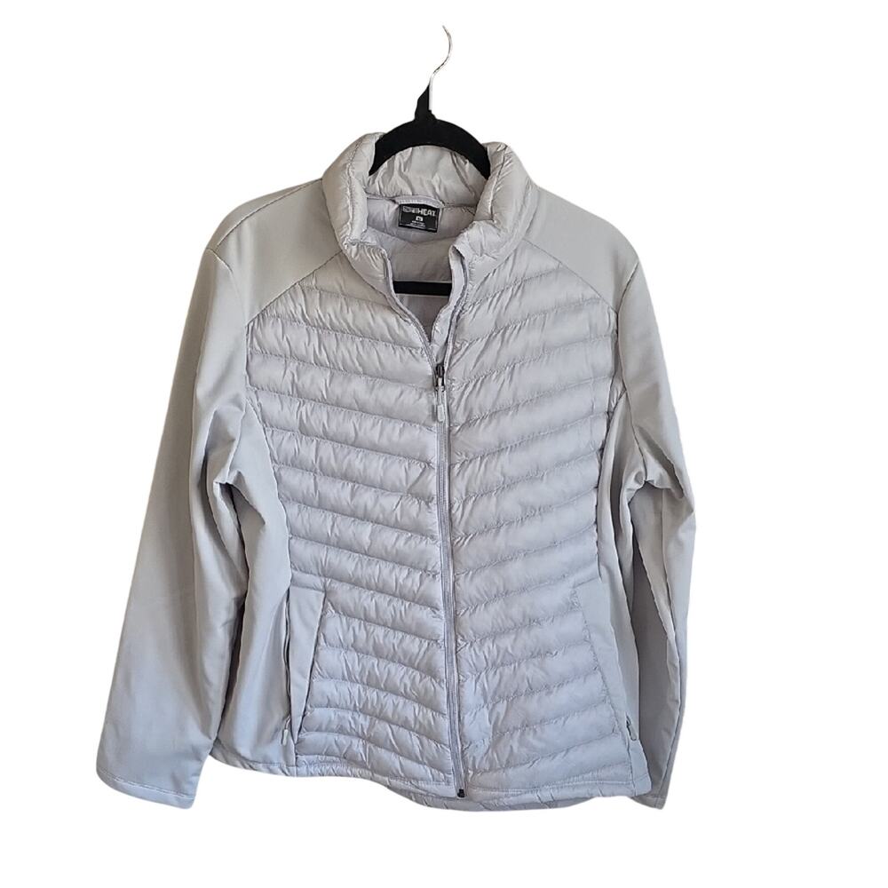 32 Degrees Heat Mixed Media Light Grey Quilted Jacket Womens Size XL